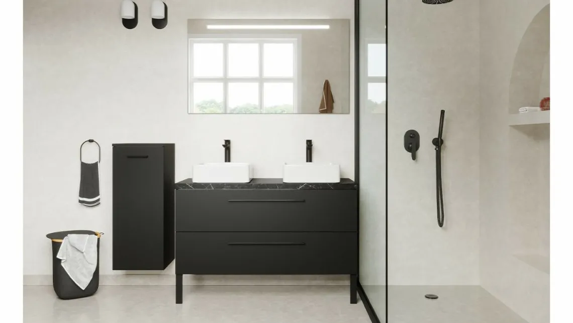 Homifab Meuble Salle De Bain Double Vasque À Poser 120 Cm>Glasgow