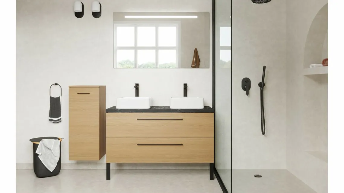 Homifab Meuble Salle De Bain Double Vasque À Poser 120 Cm>Glasgow