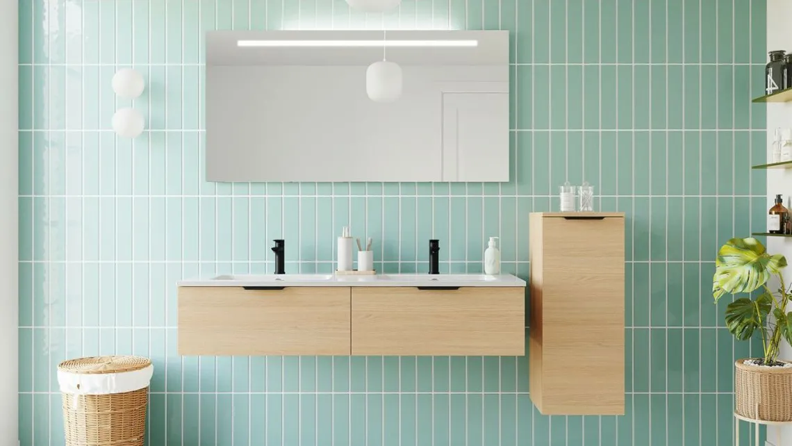 Homifab Meuble De Salle De Bain Double Vasque Intégrées 140 Cm>Soho