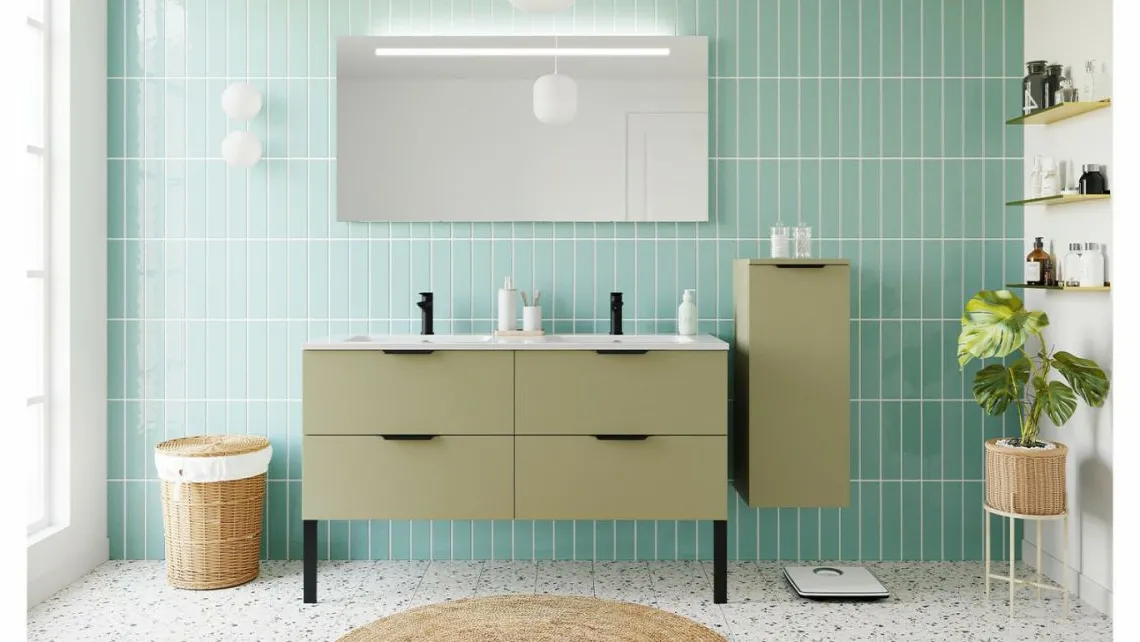 Homifab Meuble De Salle De Bain Double Vasque Intégrées 140 Cm>Soho