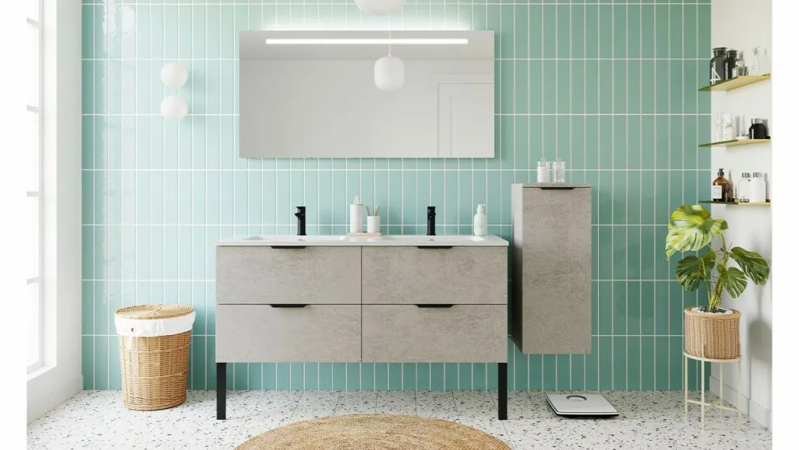 Homifab Meuble De Salle De Bain Double Vasque Intégrées 140 Cm>Soho