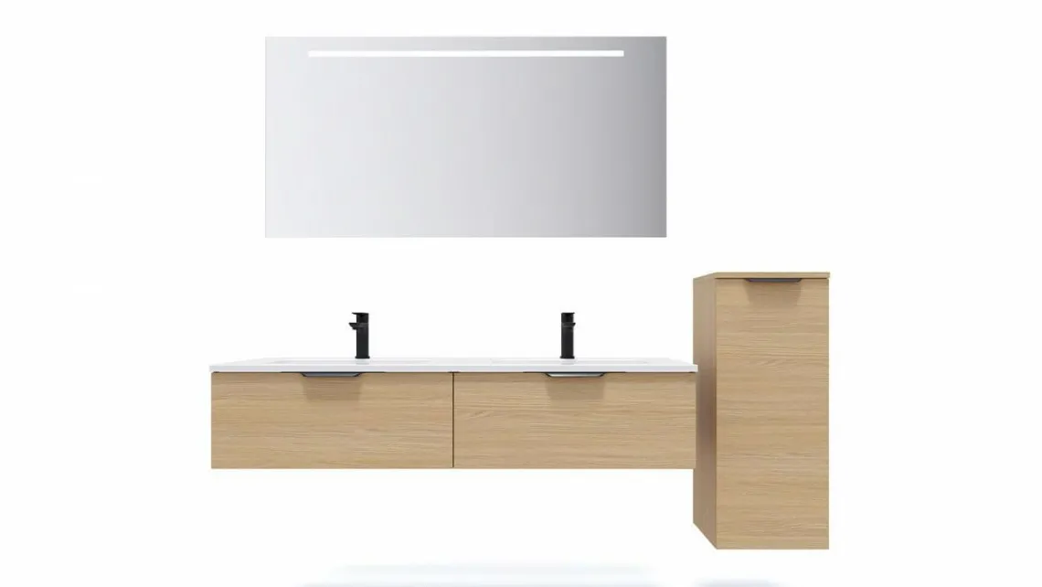 Homifab Meuble De Salle De Bain Double Vasque Intégrées 140 Cm>Soho