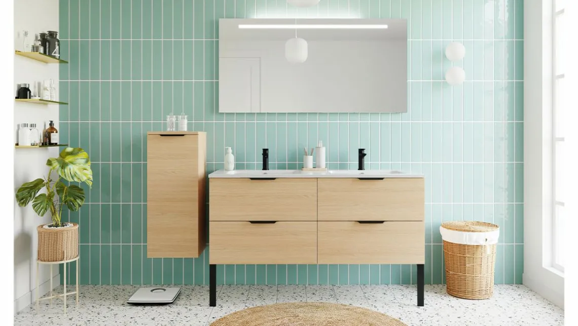 Homifab Meuble De Salle De Bain Double Vasque Intégrées 140 Cm>Soho