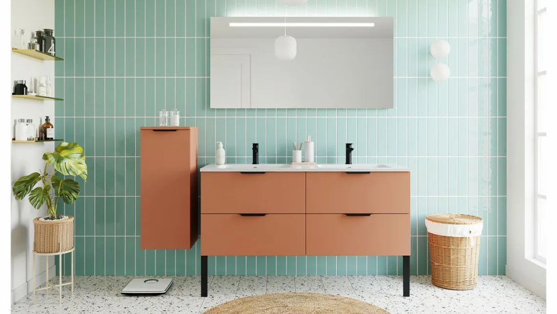 Homifab Meuble De Salle De Bain Double Vasque Intégrées 140 Cm>Soho