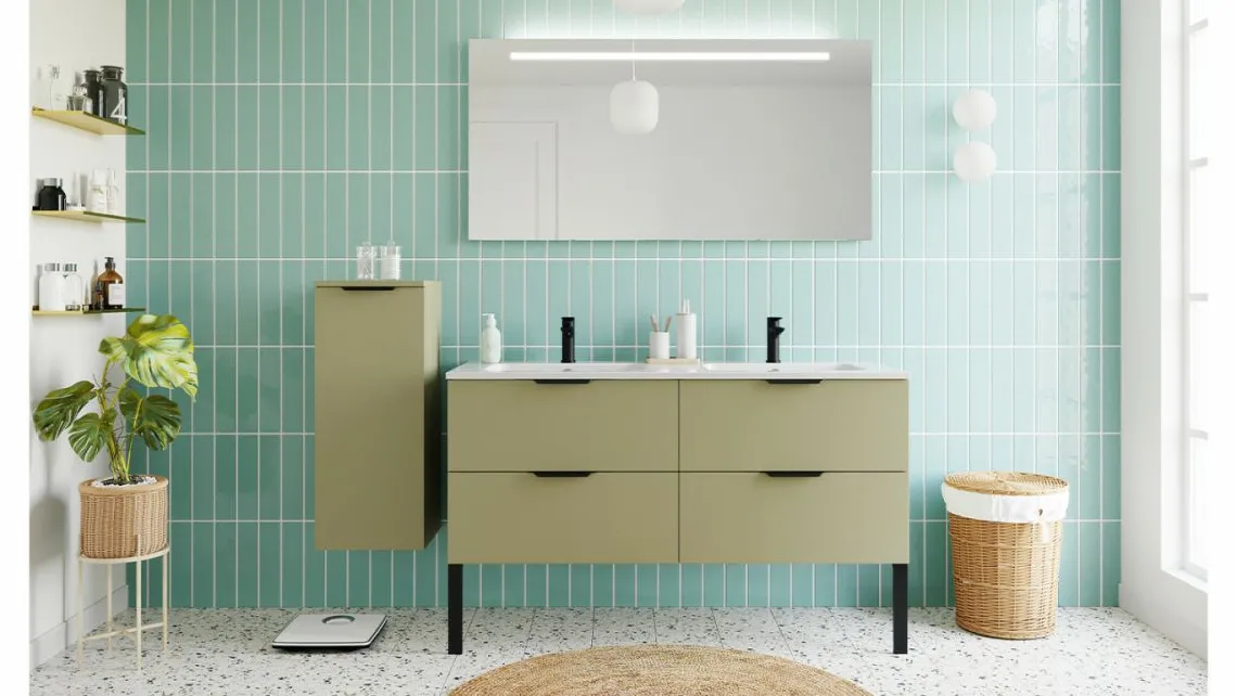 Homifab Meuble De Salle De Bain Double Vasque Intégrées 140 Cm>Soho