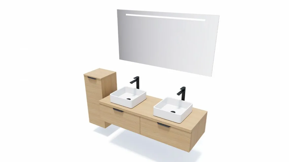 Homifab Meuble De Salle De Bain Double Vasque À Poser 140 Cm>Soho